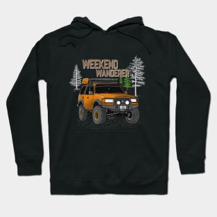 Toyota Land Cruiser Weekend Wanderer - Orange Toyota Land Cruiser for Outdoor Enthusiasts Hoodie